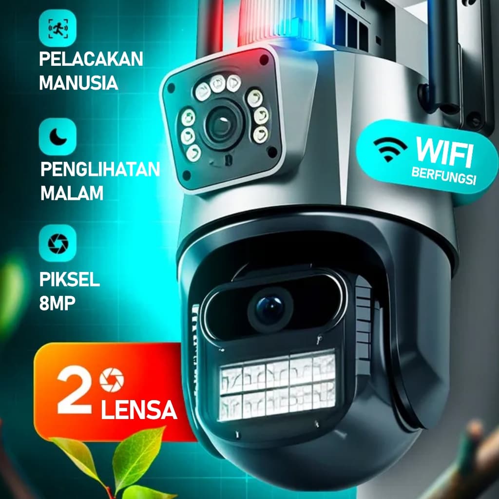 CCTV V380 Pro IP Camera 8MP WiFi Dual Lens Dual Screen HD Night Vision  jarak jauh lewat hp