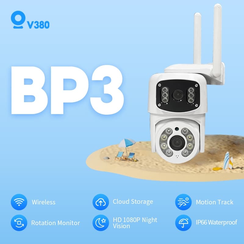 V380 BP3/G5A CCTV Outdoor Camera HD Wi-Fi Multi Penglihatan Malam Lensa Ganda Kamera keamanan Pelayaran